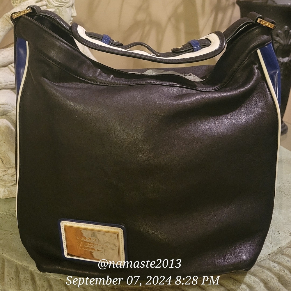 L.A.M.B.  Gwen Stefani Leather Shoulder Hobo Bag Side Stripe NWOT Designer #30
